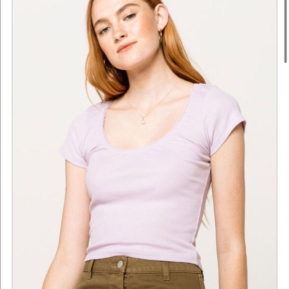 Tilly's Tops - Purple Picot Trim Tee